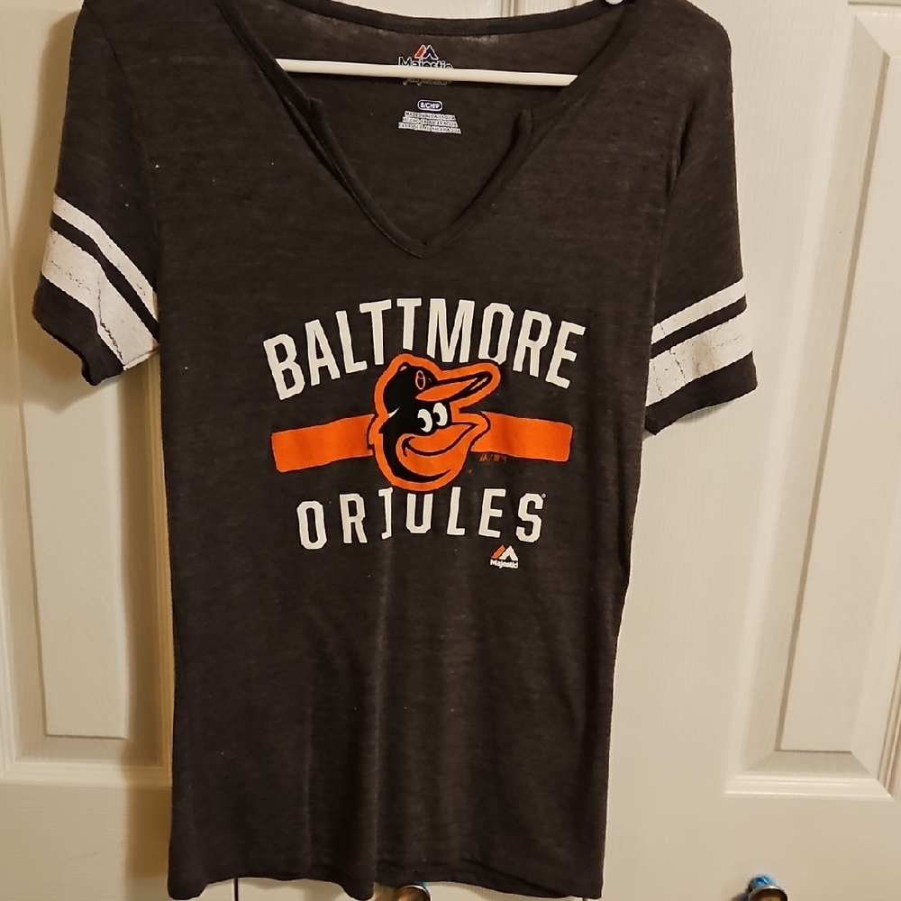 Majestic Baltimore Orioles Black V-Neck Tee